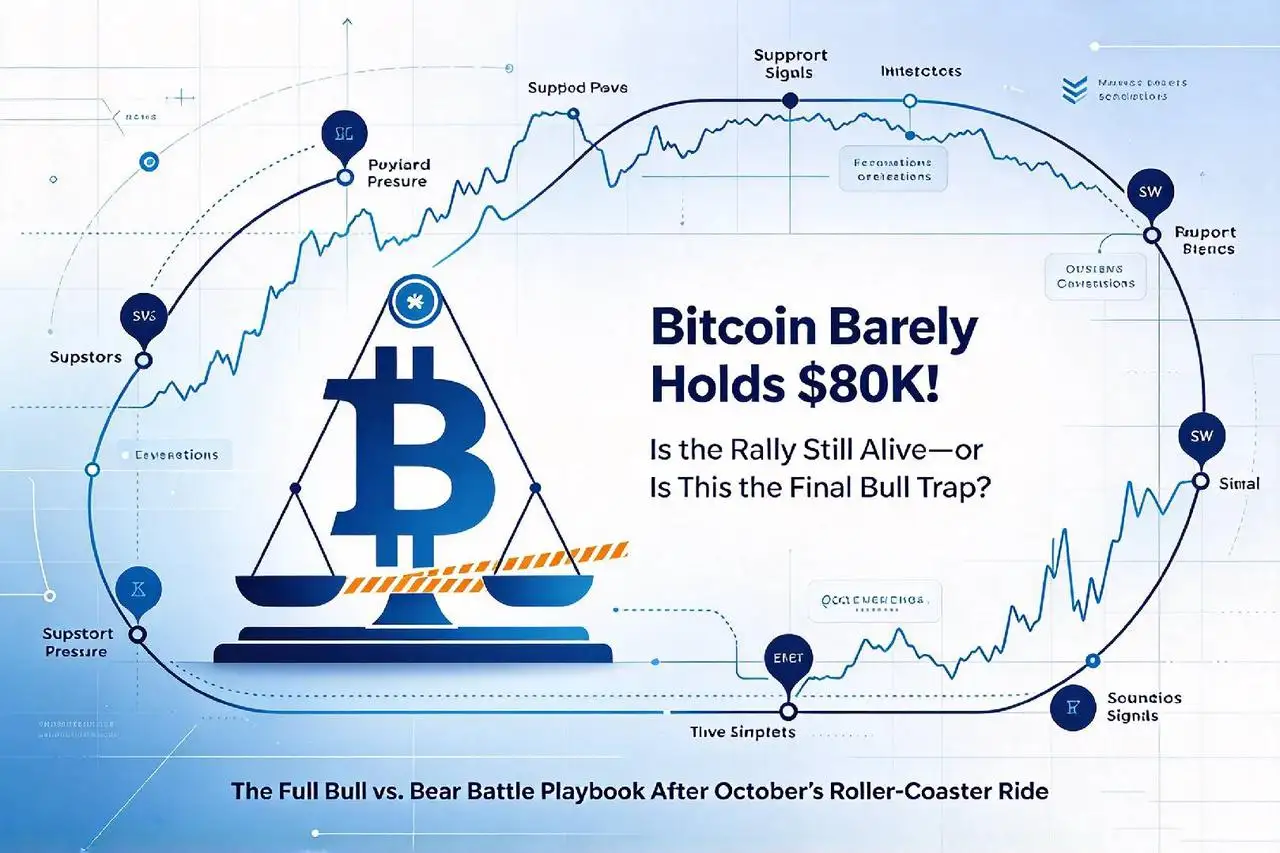 Bitcoin Barely Holds $80K! Is the Rally Still Alive—or Is This the Final Bull Trap? The Full Bull vs. Bear Battle Playbook After October’s Roller-Coaster Ride