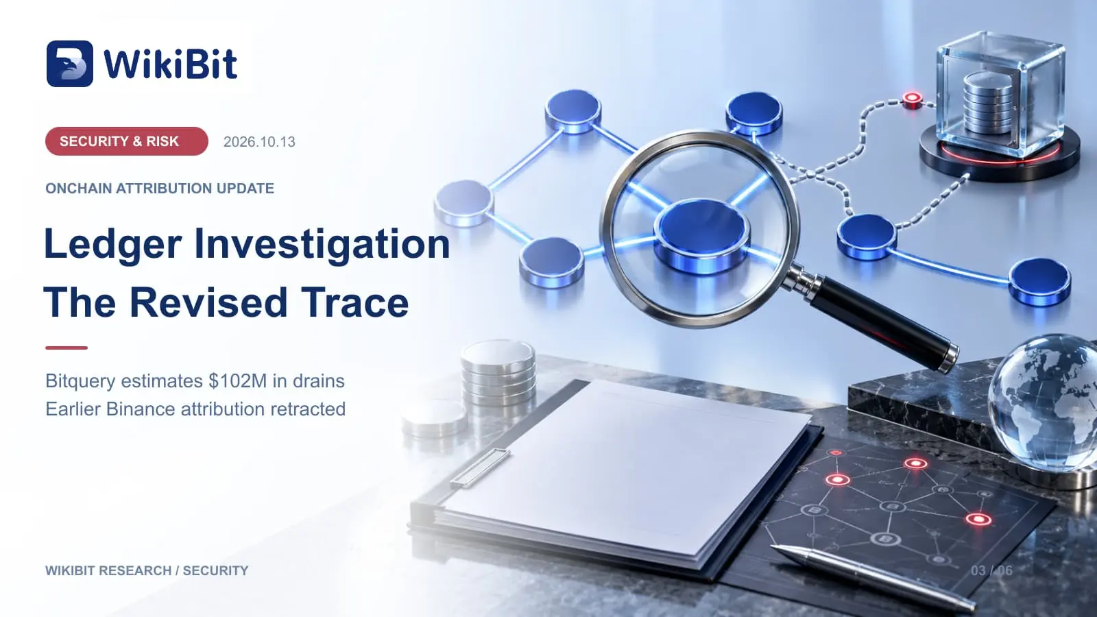 Ledger–CryptoBilis Investigation: Bitquery Revises Estimated Drains to $102 Million and Retracts a Binance Lead