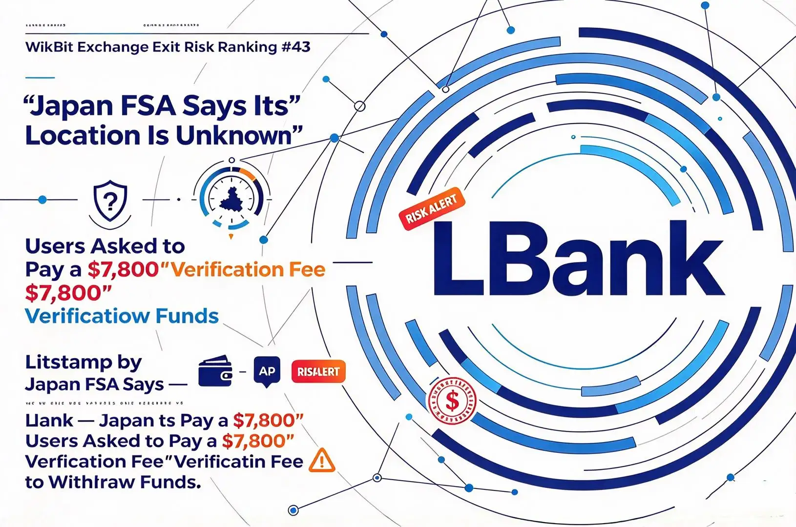 WikiBit Exchange Exit Risk Ranking #43: LBank — Japan FSA Says Its “Location Is Unknown,” Users Asked to Pay a $7,800 “Verification Fee” to Withdraw Funds