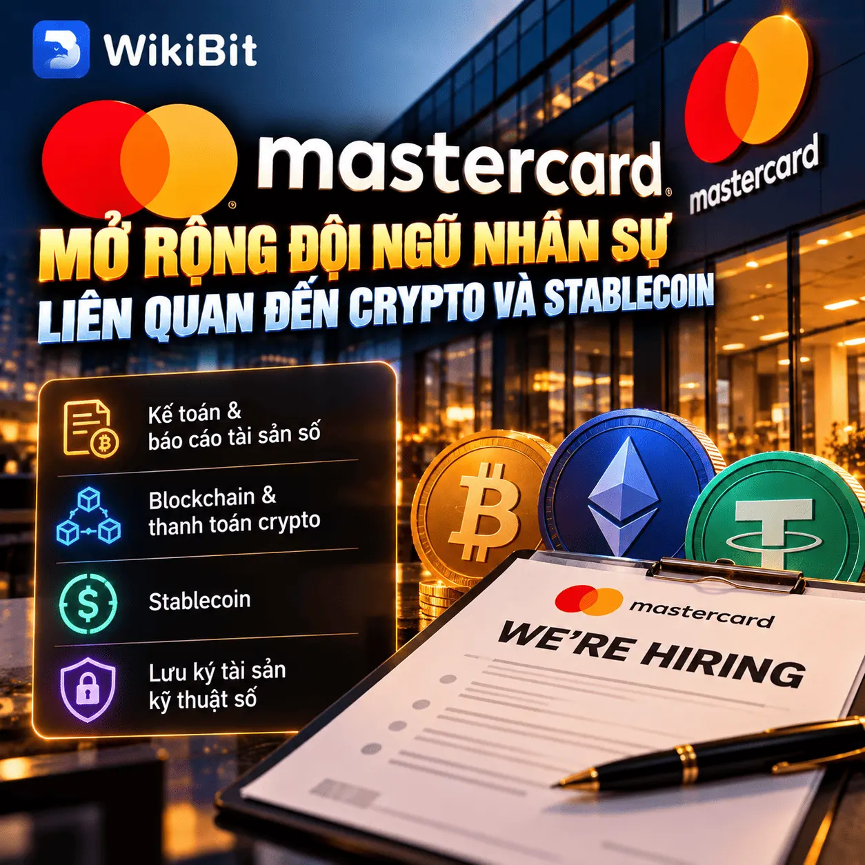 Mastercard mở rộng nhân sự trong lĩnh vực crypto và stablecoin
