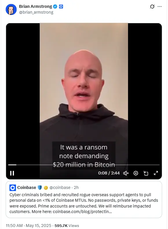 Coinbase Users Reassured After $400M Breach—Company Will Cover All Losses