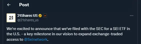 SEI on Wall Street? 21Shares Pushes Ahead With Groundbreaking ETF Filing - Crypto Economy