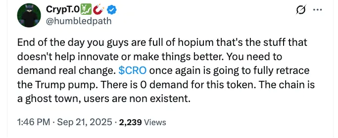 Crypto.coms Cronos erases Trump pump gains, community questions demand