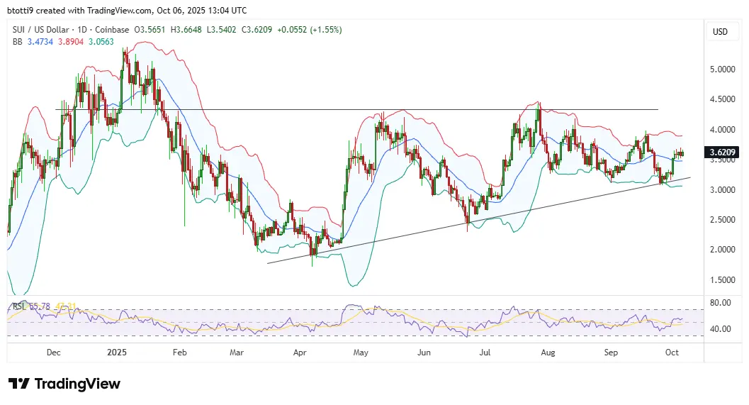 Sui price consolidates above $3.50 as inflows tick up