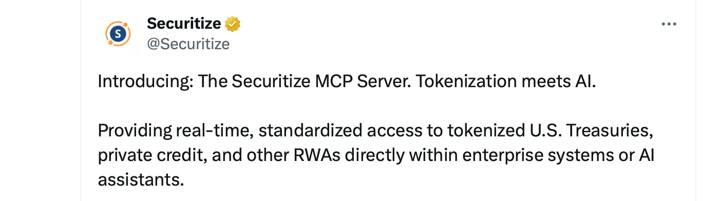 Tokenization Meets AI: Securitize Expands RWA Access Through MCP Server