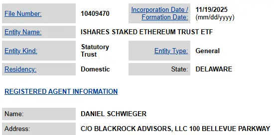 BlackRock Registers Staked Ethereum Trust