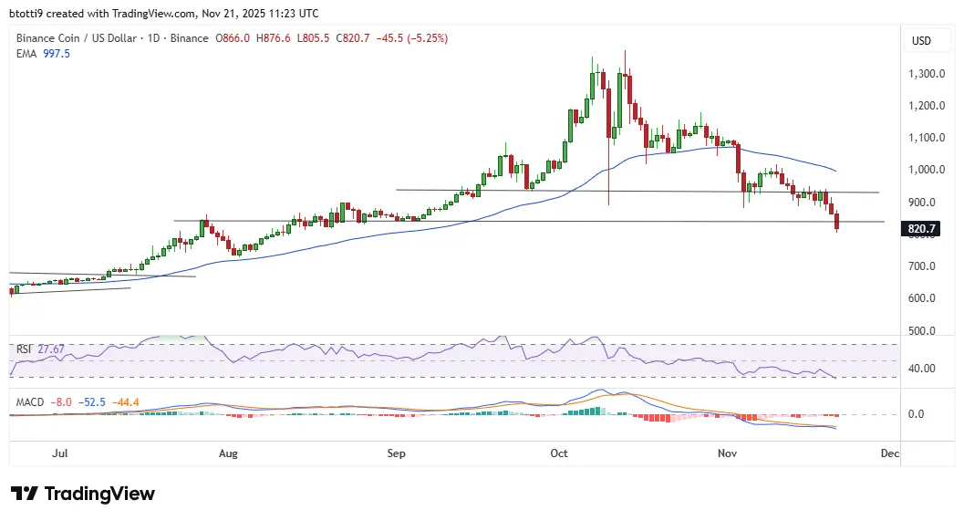 BNB price revisits $805 amid market dump; whats the forecast?