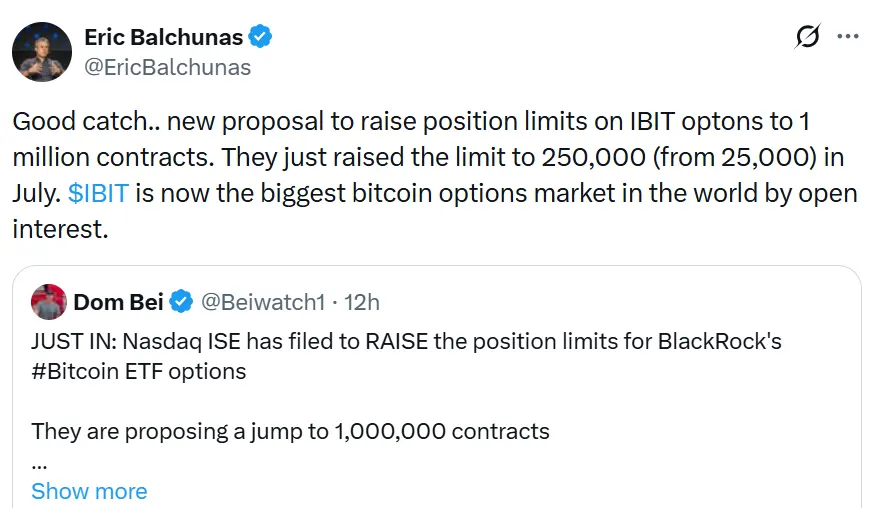 Nasdaq seeks to ‘super-size’ option limits for BlackRock's Bitcoin ETF