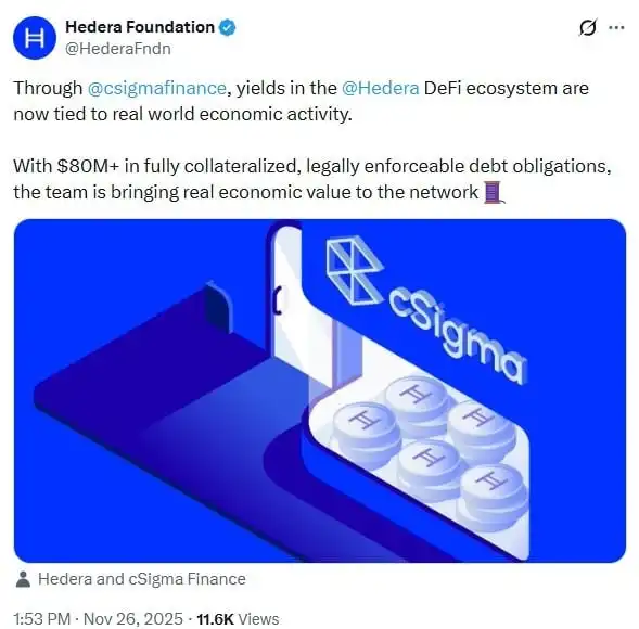 Hedera Expands Real-World Asset Utility as cSigma Channels Invoice Financing Returns to Stablecoin Holders