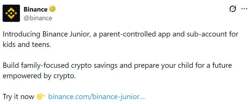 Binance‘s new ’Junior app draws mixed reactions over kids entering crypto