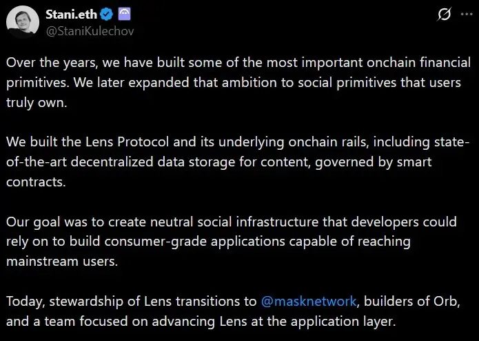 Aave refocuses on DeFi, hands Lens stewardship to Mask Network