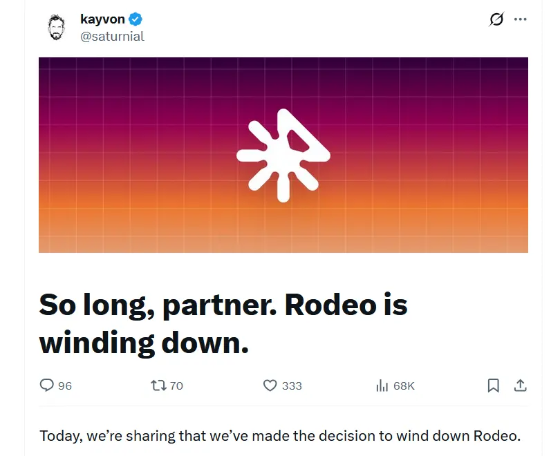 Rodeo becomes 2nd NFT platform to announce closure this week