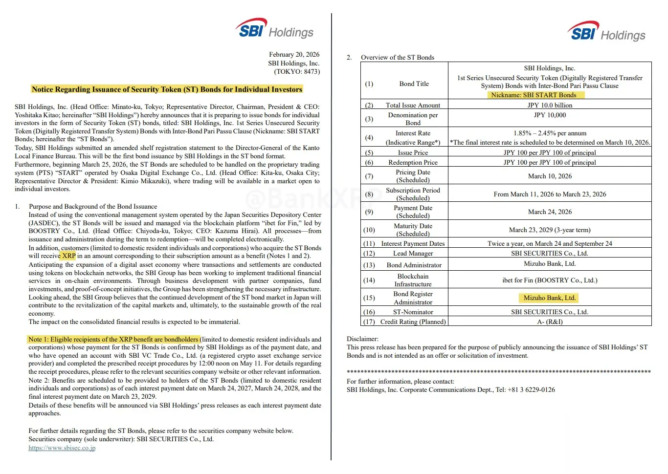 Japan SBI Launches On-Chain Bonds That Instantly Reward Investors With XRP