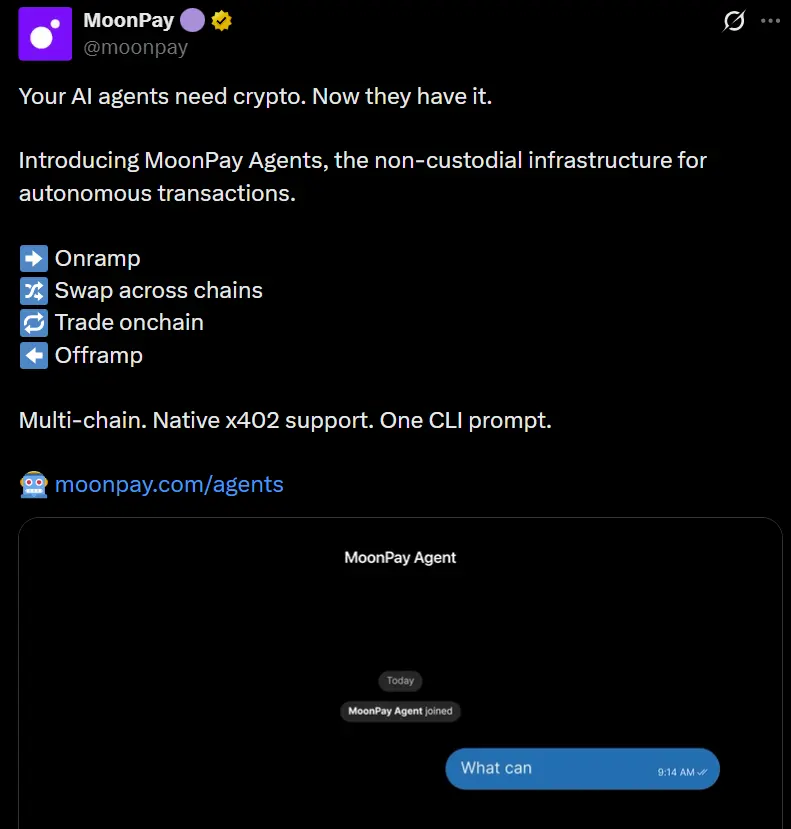 MoonPay launches ‘Agents,’ giving AI systems wallets and onchain cash flow
