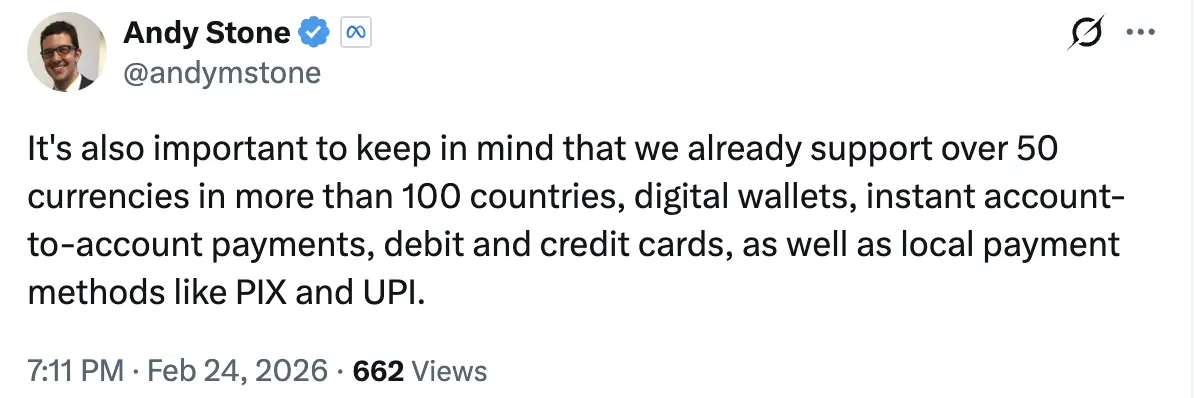 Meta Plans Stablecoin Comeback in 2026 with Payments Across Facebook, Instagram, and WhatsApp