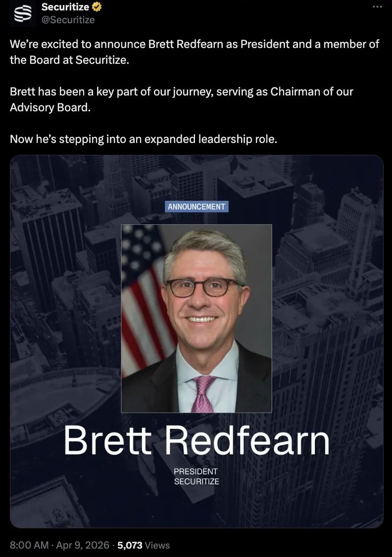 Ex-SEC, Coinbase staffer becomes Securitize president