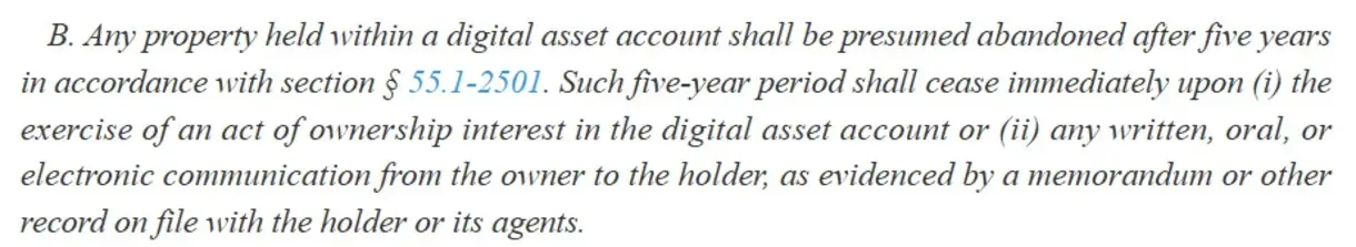 Virginia Law Now Protects Unclaimed Crypto Assets