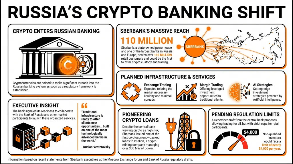 Largest Bank of Russia Prepared to Offer Cryptocurrency Trading Services