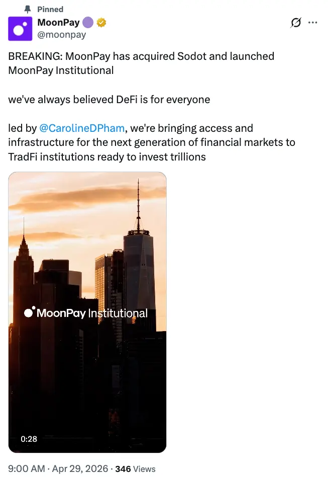 MoonPay buys crypto security firm Sodot in $100M push into institutional crypto