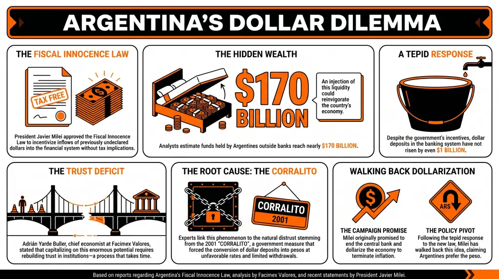 Argentines Hoard $170 Billion in Cash as Mileis Tax-Free Deposit Scheme Flops