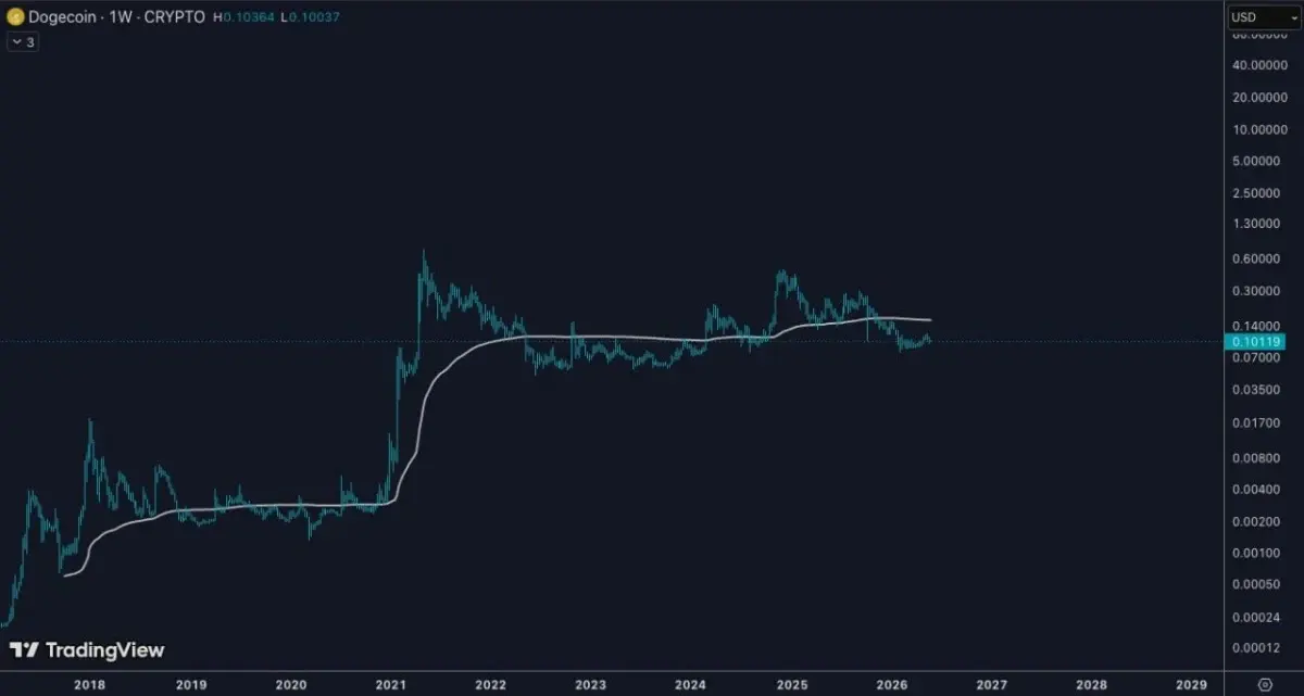 Dogecoins Long-Term Line Puts DOGE at a Cycle Test