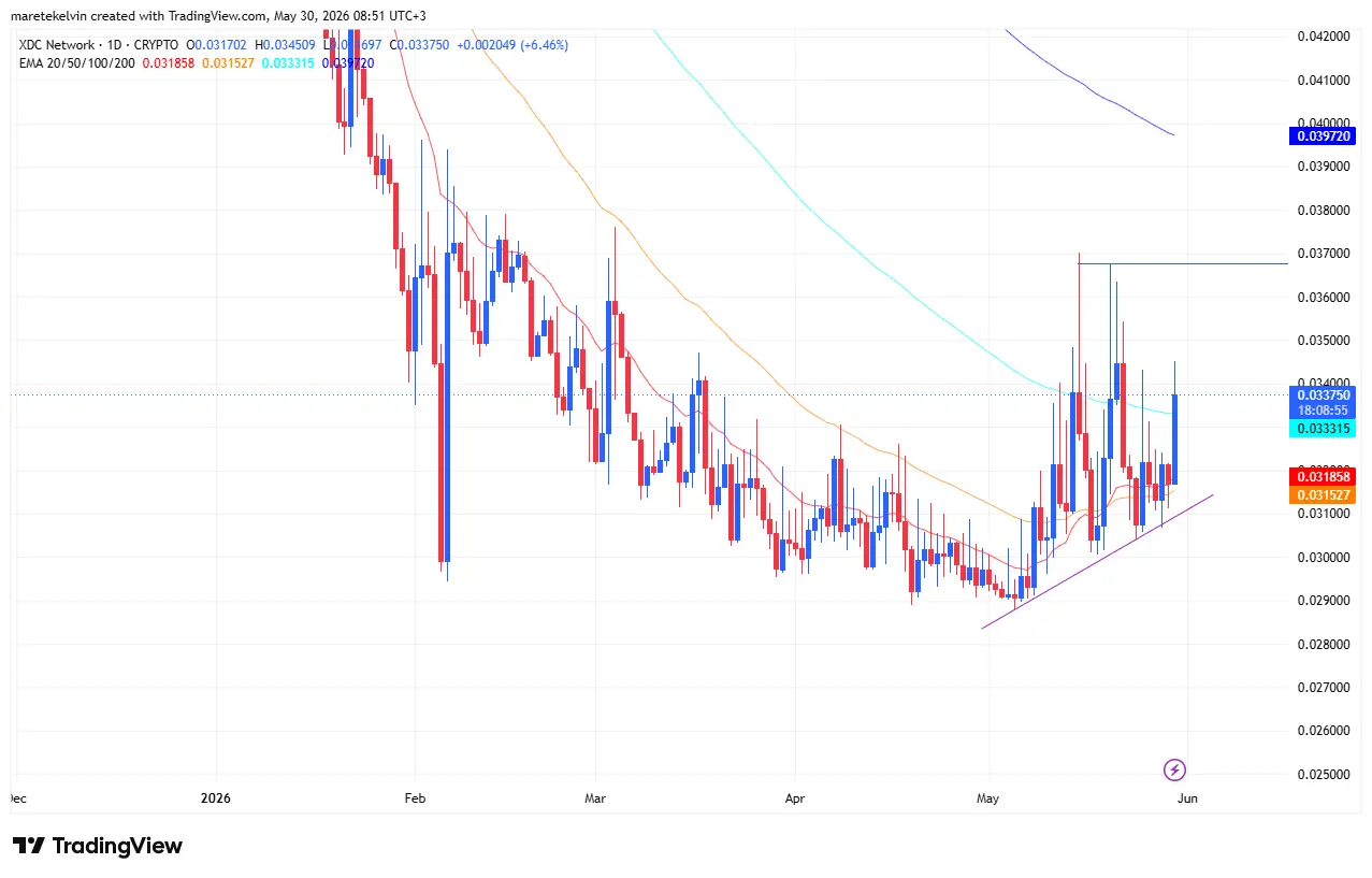 XDC rebounds from a key support – Will THIS help price reach $0.037?