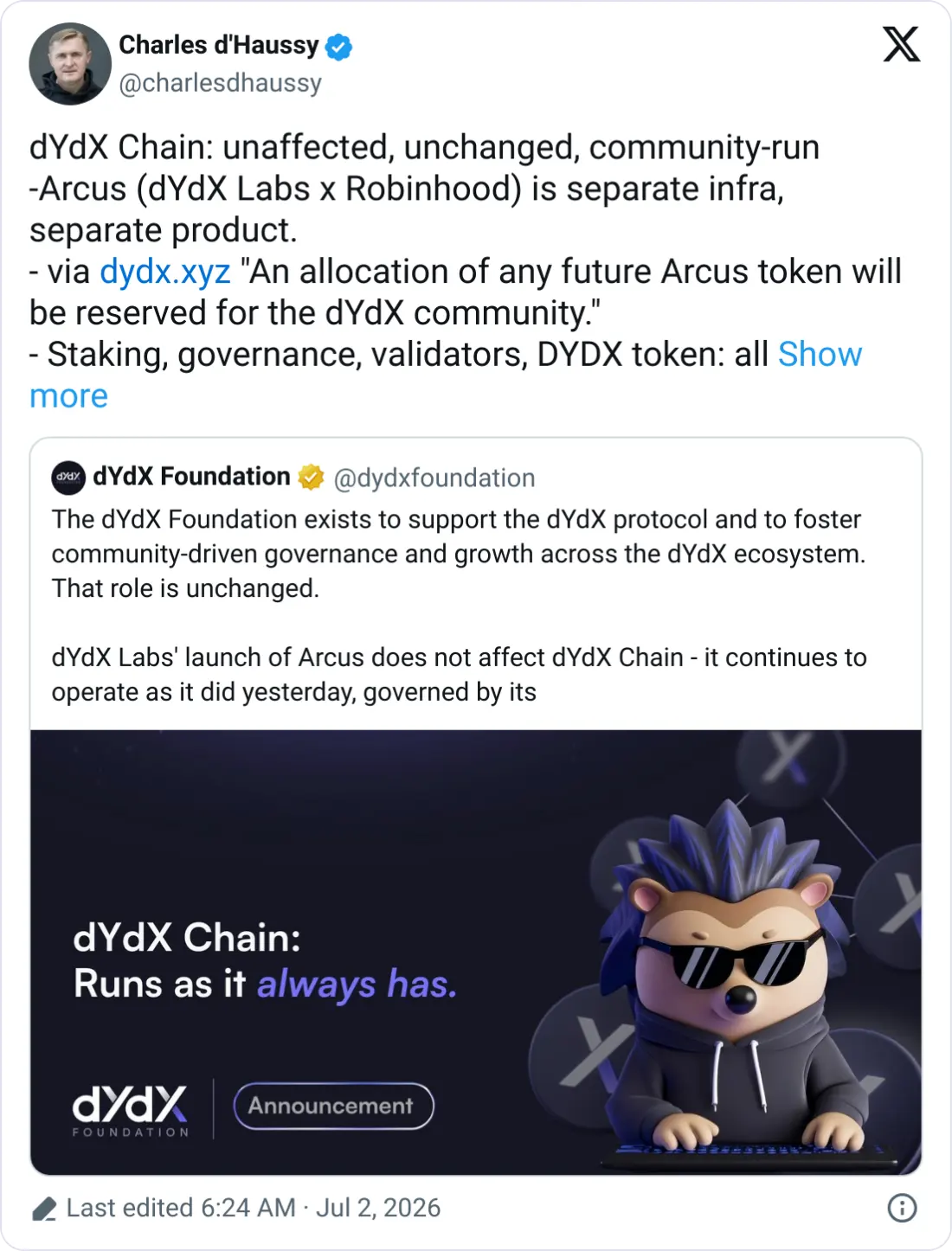 Robinhood links with dYdX Labs to launch new DEX Arcus