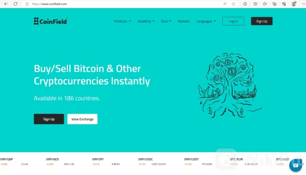 CoinField's home page