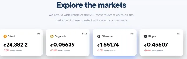 Cryptocurrencies available