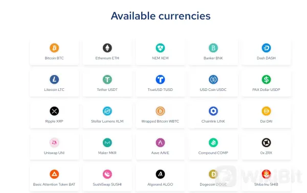 Cryptocurrencies Available