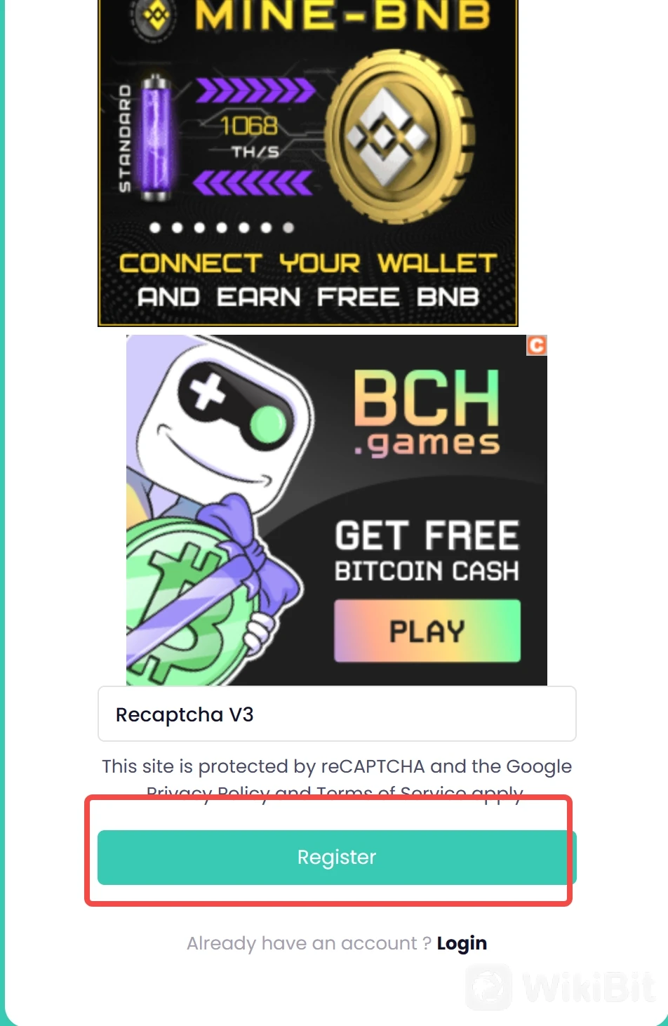 Click the Register“ but