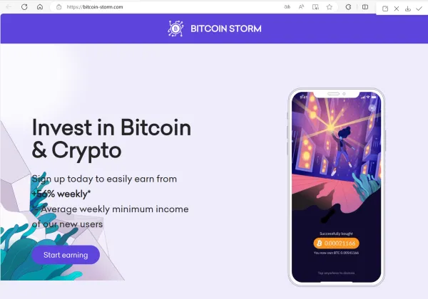 BITCOIN STORM's hiomepage