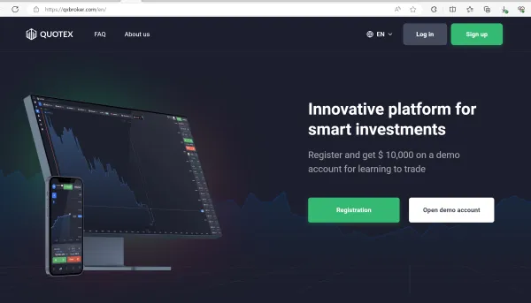 QUOTEX's homepage