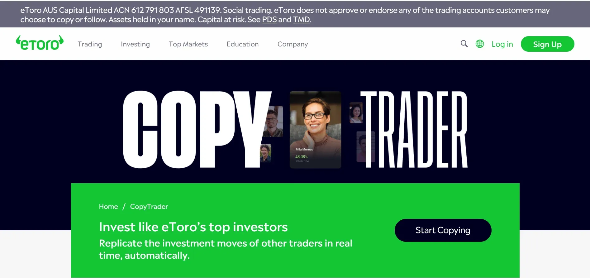 eToro Copy Trader eToro Copy Trader