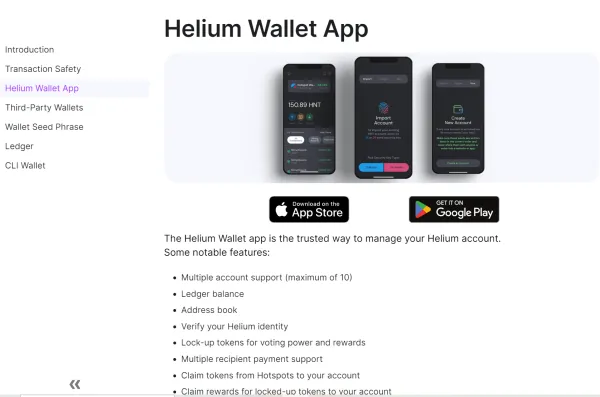 Aplicación Helium Wallet