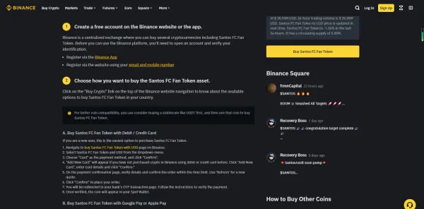 Santos FC Fan Token (SANTOS)の購入先