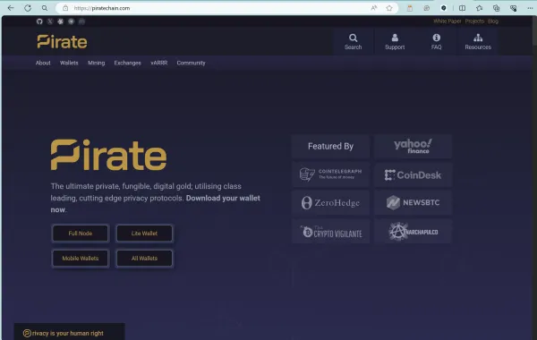 Pirate Chain (ARRR)'s homepage