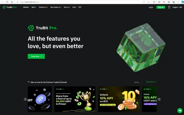 TruBit Pro's homepage