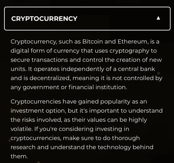 Cryptocurrencies Available