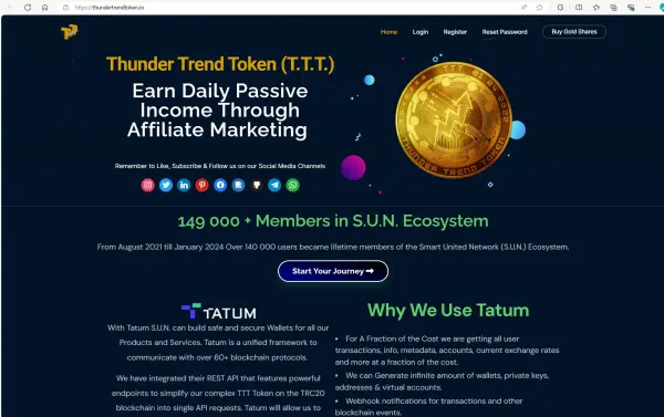 Thunder Exchange's homepage