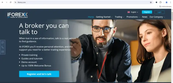 iFOREX's โฮมเพจ