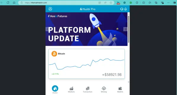 Huobi Pros homepage