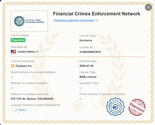 Regulated by FinCEN